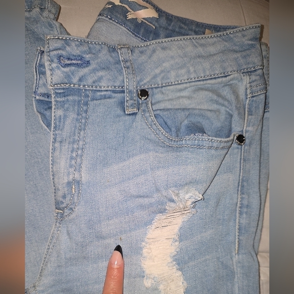 Seven7 Light Blue Distressed Women Jeans Size 6 Skinny - Picture 2 of 8